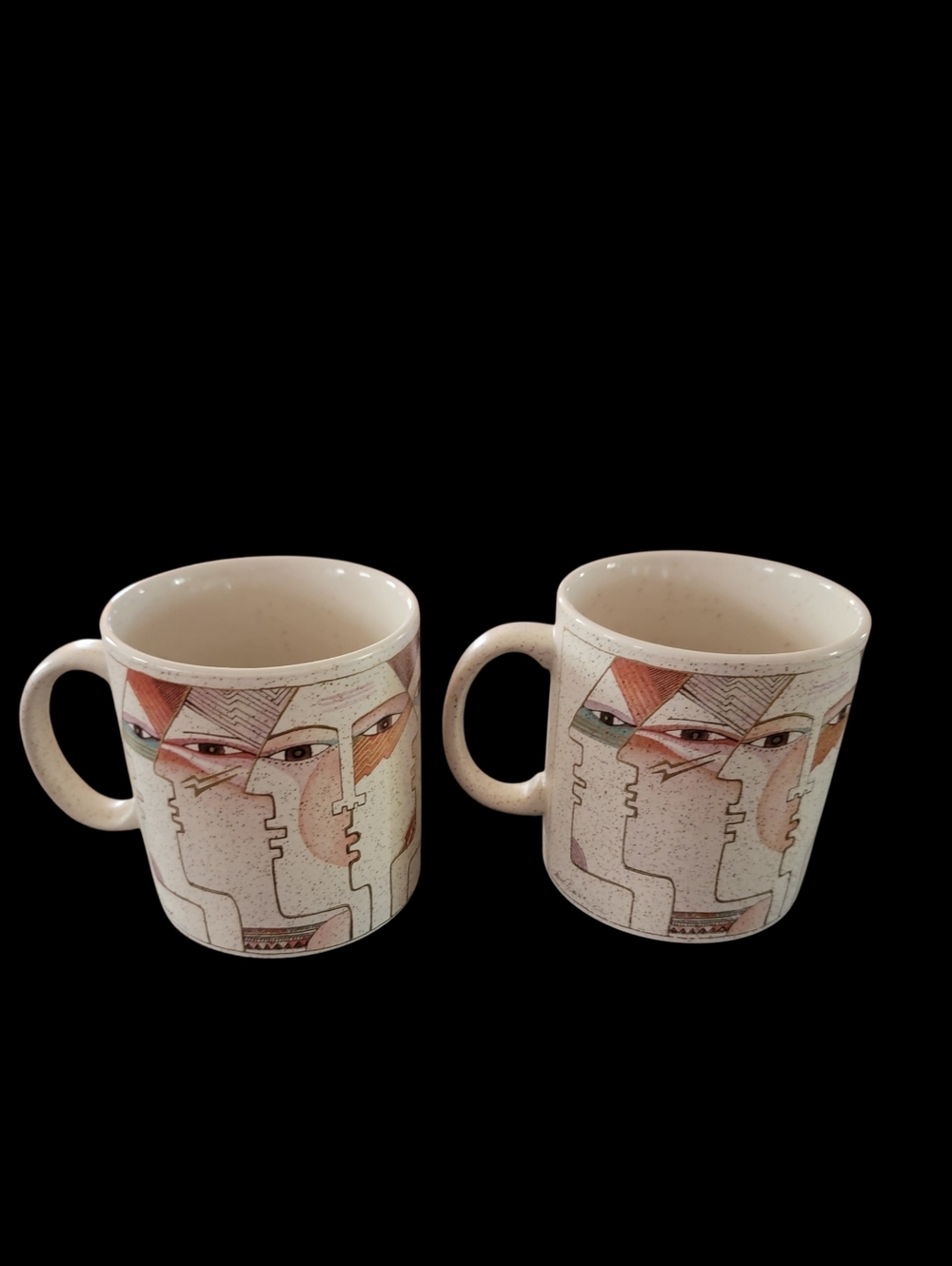 Vintage Laurel Burch Face Paintings Mug Set of 2 Native Spirit 1990‎ Japan EUC